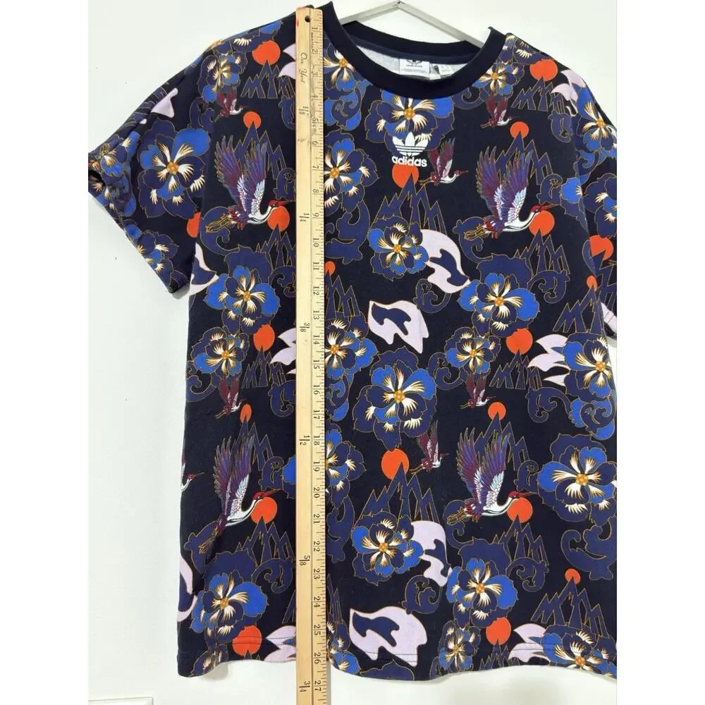 Adidas Originals Women’s M Forbidden City LNY Navy Crane Floral Tee